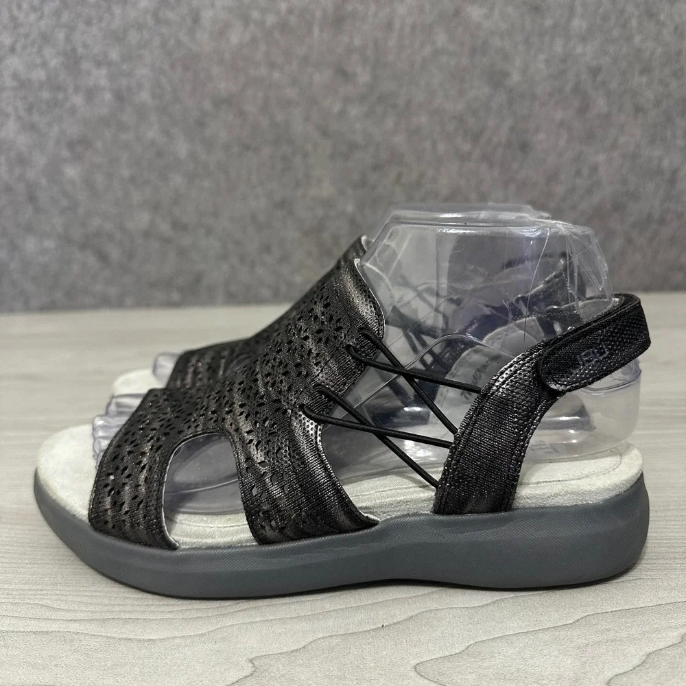 JBU Jambu Francis Sandals Womens 7‎ Gray Black Laser Cut Slingback Bungee